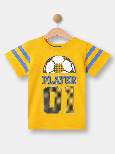 

R&B Boys Yellow & Black Varsity Printed T-shirt
