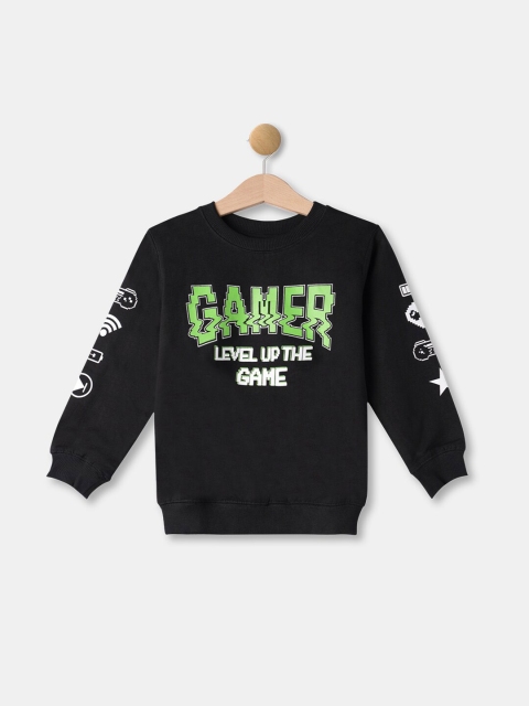 

R&B Boys Cotton Black Printed Sweatshirt