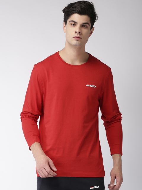 

2GO Men Red Solid Round Neck T-shirt