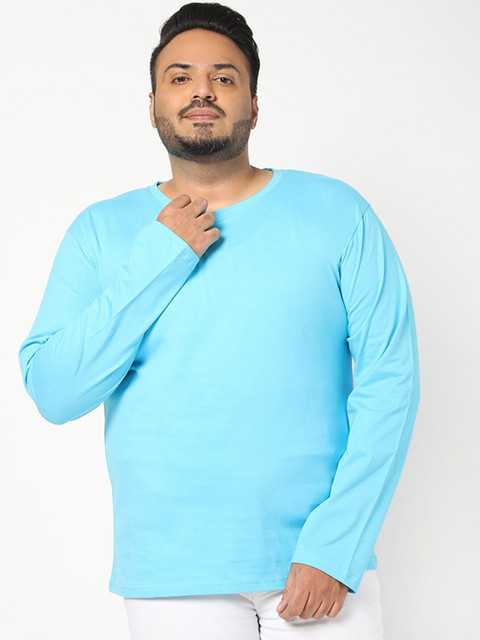 

Bewakoof Plus Men Blue Solid T-shirt