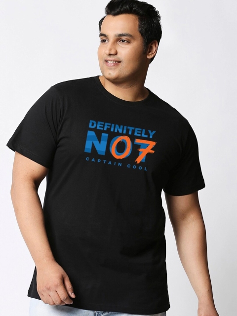 

Bewakoof Plus Men Black Typography Printed T-shirt