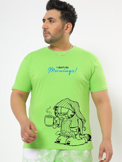 

Bewakoof Plus Men Green Printed T-shirt