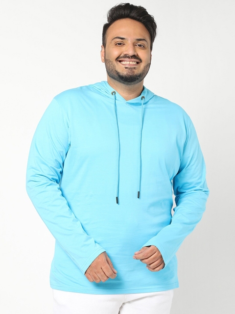 

Bewakoof Plus Men Blue Hooded Sweatshirt