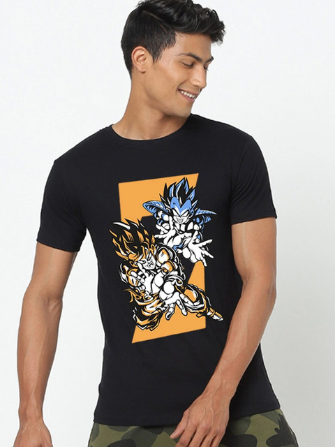 

Bewakoof Men Black Printed Round Neck Half Sleeve T-shirt