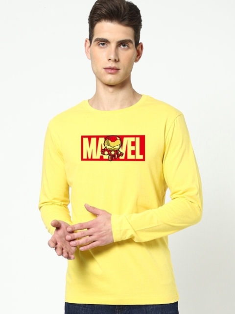

Bewakoof Men Yellow Typography Printed Round Neck Full Sleeve T-shirt