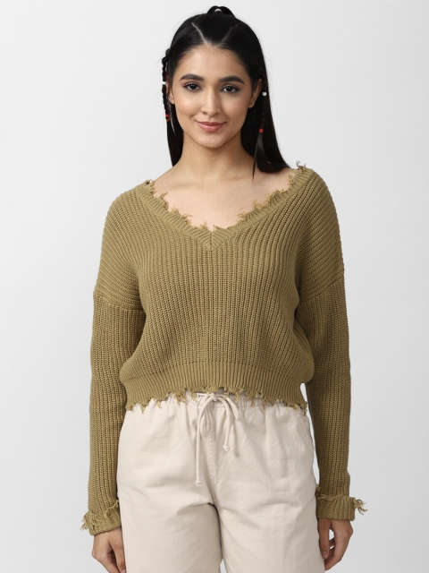 

FOREVER 21 Women Brown Striped Pullover