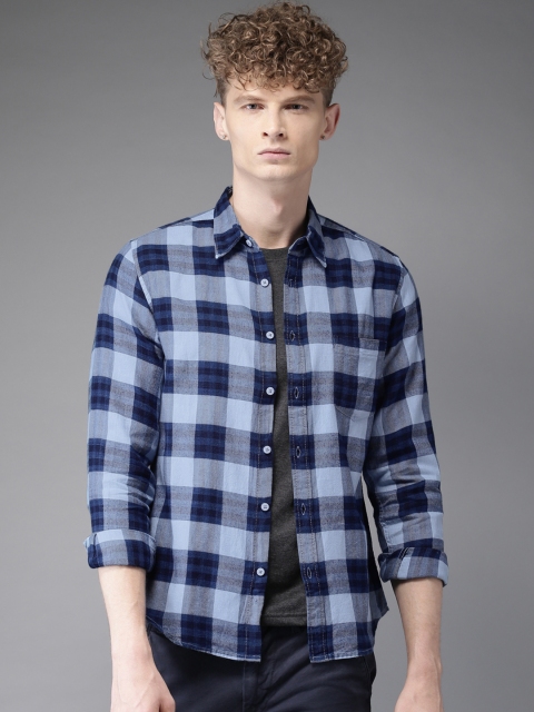 

Moda Rapido Men Blue Regular Fit Checked Casual Shirt