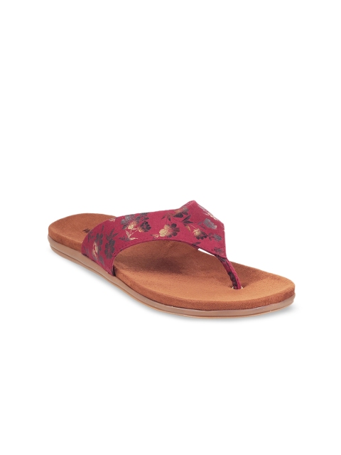 

WALKWAY by Metro Women Printed T-Strap Flats, Maroon