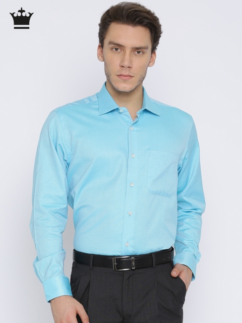 

Louis Philippe Men Blue Regular Fit Self Design Formal Shirt