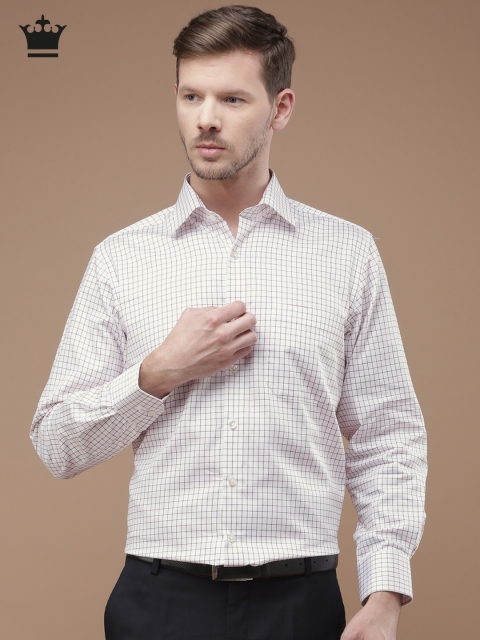 

Louis Philippe Men White & Red Checked Classic Fit Formal Shirt