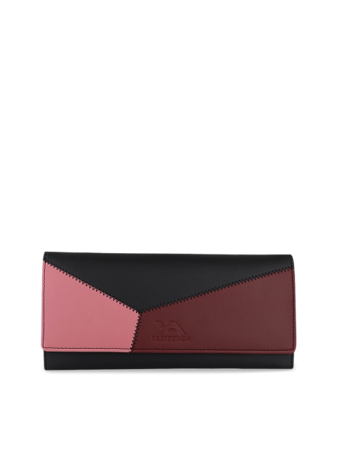 

YESSBENZA Women Black & Pink Colourblocked Envelope Hand clutch
