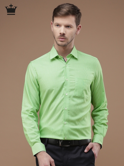 

Louis Philippe Men Green & Off-White Milano Fit Checked Formal Shirt