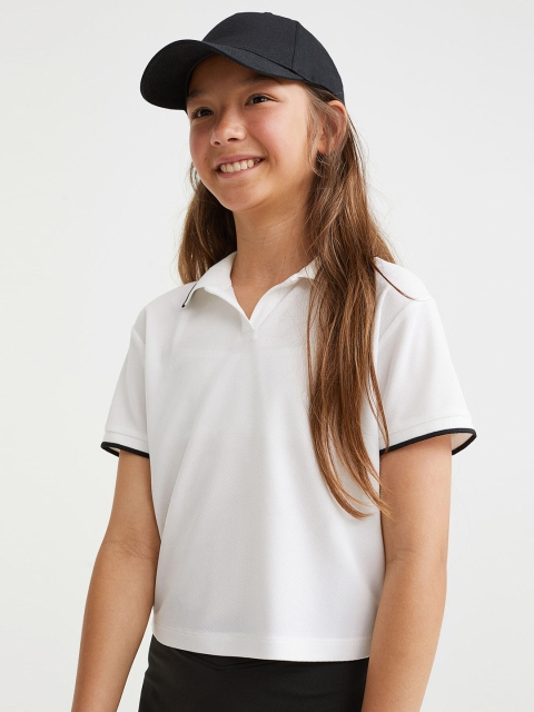 

H&M Girls White Polo Collar T-shirt