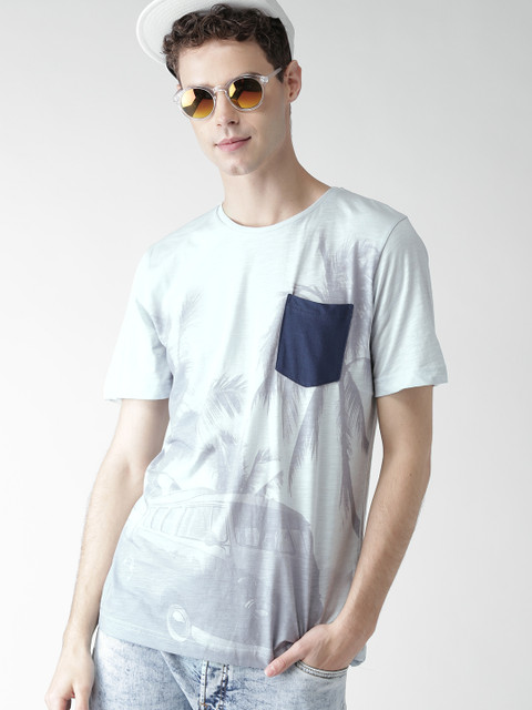 

Tokyo Laundry Men Blue Printed Round Neck T-shirt