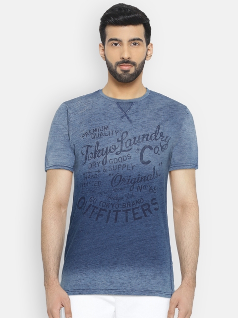 

Tokyo Laundry Men Blue Printed Round Neck T-shirt
