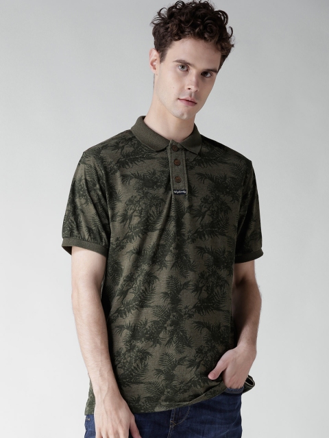 

Tokyo Laundry Men Olive Green Printed Polo Collar T-shirt