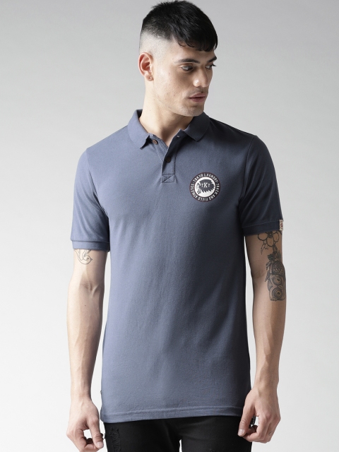 

Tokyo Laundry Men Blue Solid Polo Collar T-shirt