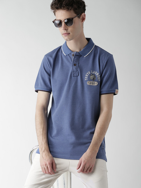 

Tokyo Laundry Men Blue Solid Round Neck T-shirt