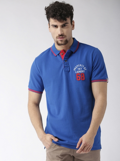 

Tokyo Laundry Men Blue Solid Polo Collar T-shirt