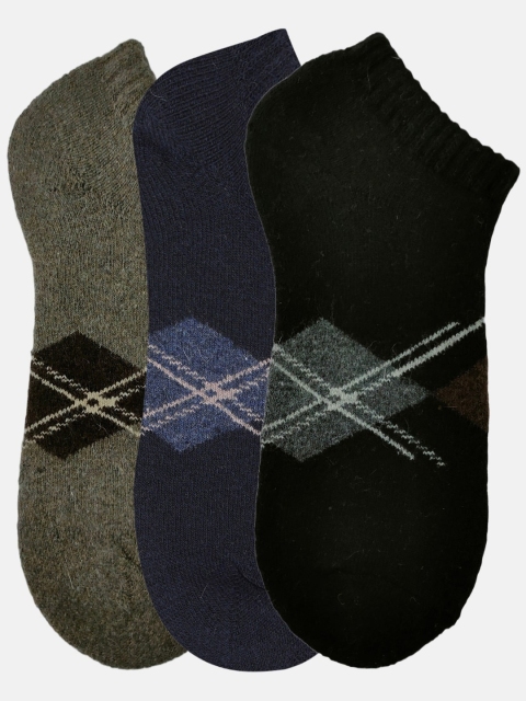 

N2S NEXT2SKIN Men Pack Of 3 Patterned Ankle Length Socks, Black