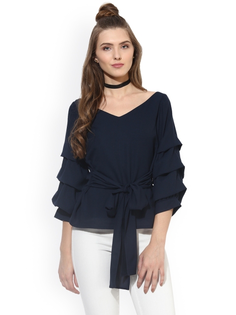 

Besiva Women Navy Solid Top, Navy blue