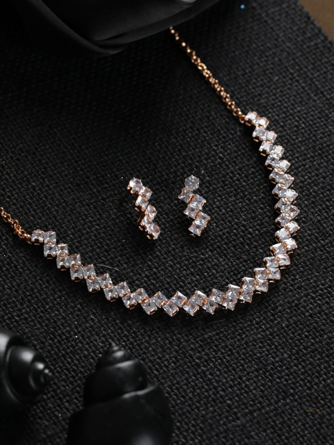 

Priyaasi Rose Gold-Plated & AD Stone-Studded Jewellery Set