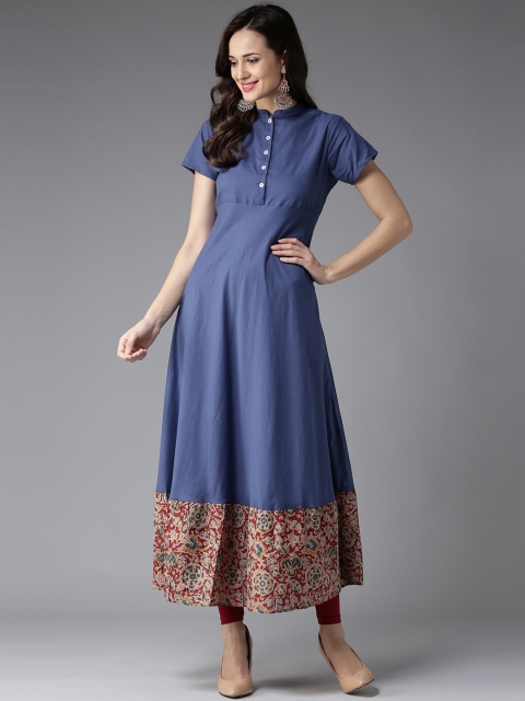 

HERE&NOW Women Blue Solid A-Line Kurta