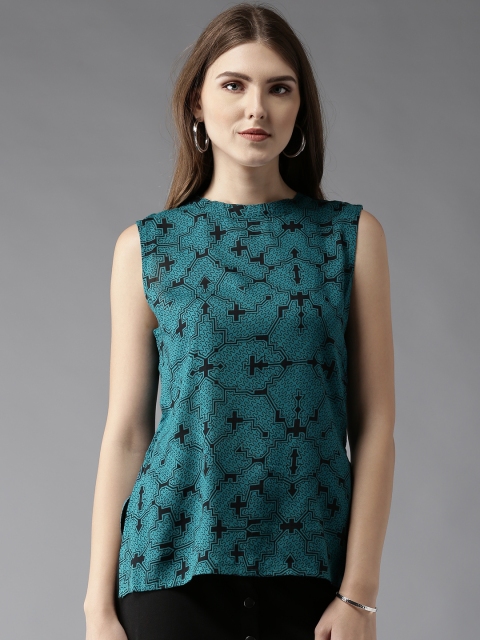 

HERENOW Women Teal Blue Lightweight Printed Top