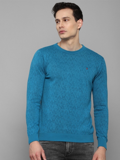 

Louis Philippe Sport Men Blue Printed Pure Cotton Pullover