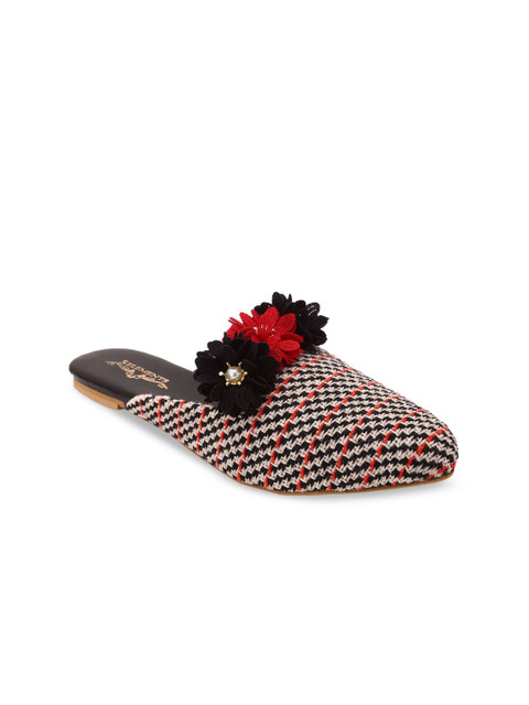 

5 ELEMENTS Women Black Embellished Mules Flats