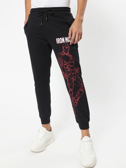 

Bewakoof Men Black Ironman Printed Cotton Joggers