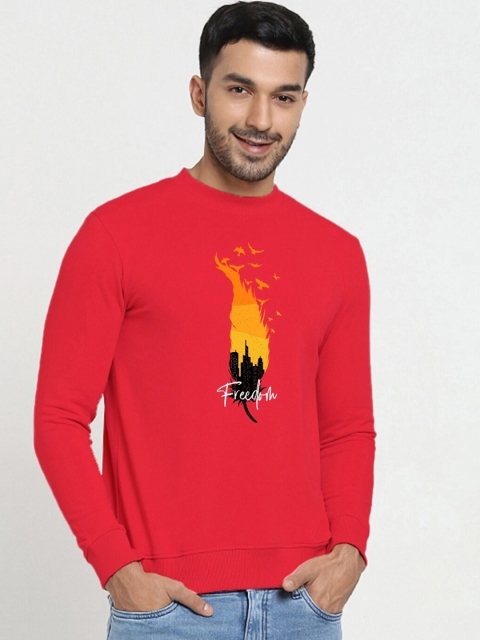 

Bewakoof Men Red Printed Sweatshirt
