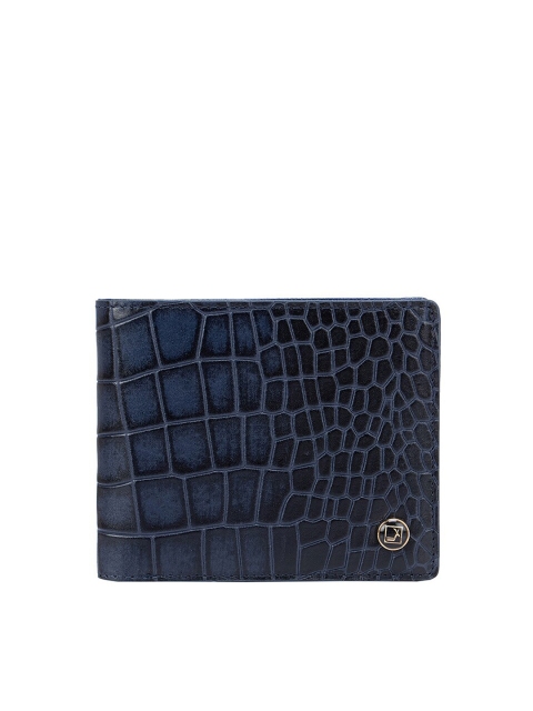 

Da Milano Men Blue Textured Leather Two Fold Wallet