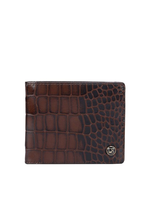 

Da Milano Men Textured Leather Two Fold Wallet, Brown