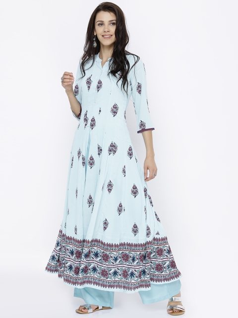

Vishudh Women Blue Printed Anarkali Kurta