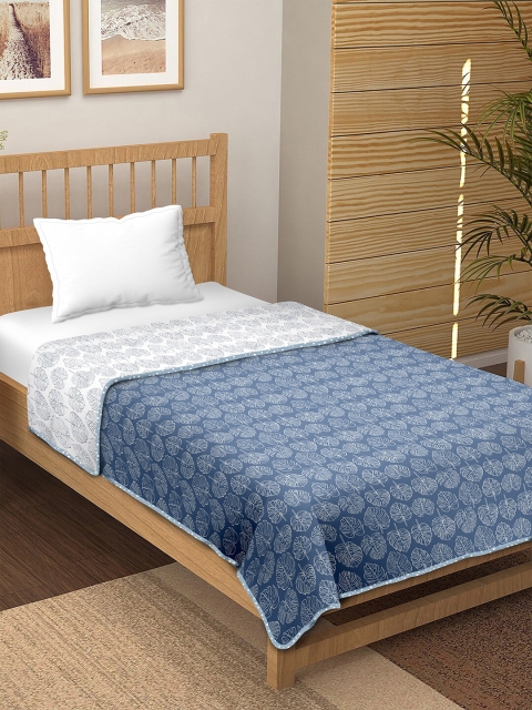 

BELLA CASA Floral Printed Cotton AC Room 150 GSM Single Bed Dohar, Blue