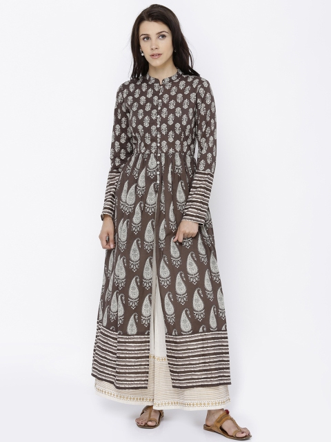 

Vishudh Women Brown Printed A-Line Kurta