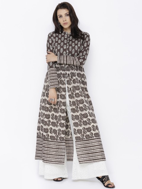 

Vishudh Women Brown Printed A-Line Kurta