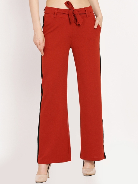 

Westwood Women Red Solid Pure Cotton Parallel Trouser