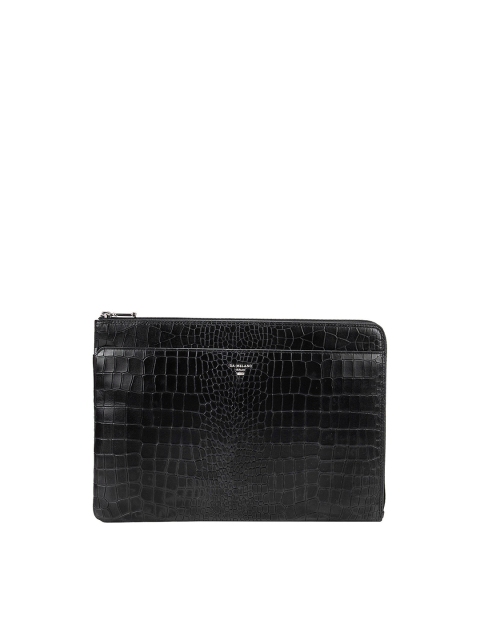 

Da Milano Men Black Textured Leather Laptop Sleeve