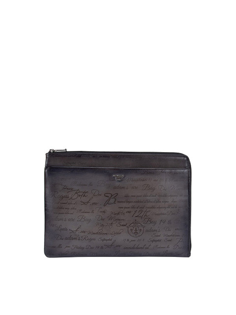 

Da Milano Men Grey Textured Leather Laptop Sleeve
