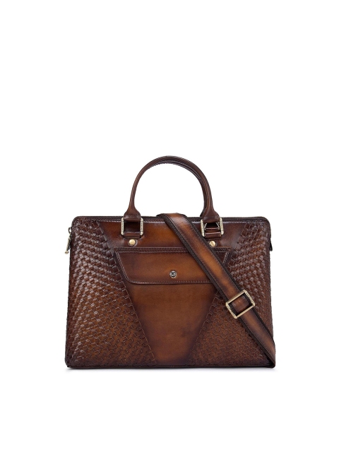 

Da Milano Men Brown Textured Leather Laptop Sleeve