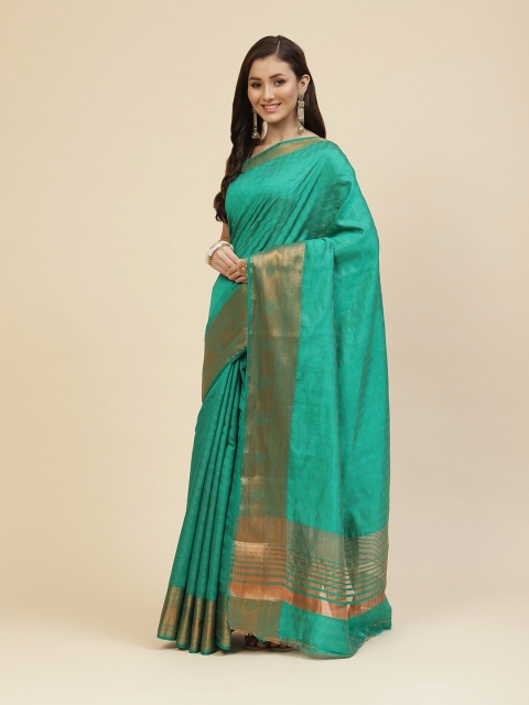 

Meena Bazaar Green & Gold-Toned Ethnic Motifs Zari Silk Blend Saree