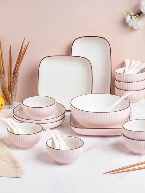 

Nestasia Pieces Textured Ceramic Glossy Dinner Set, White
