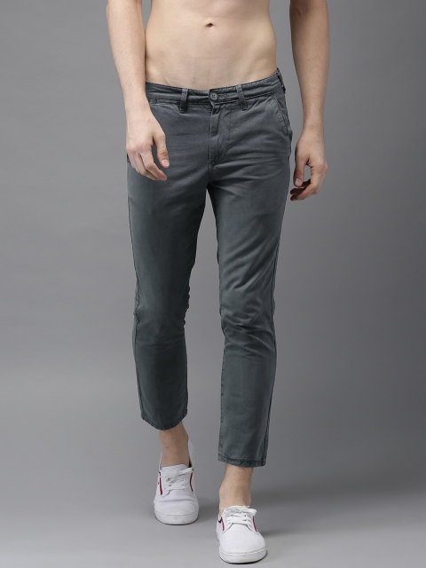 

Moda Rapido Men Grey Slim Fit Solid Cropped Regular Trousers