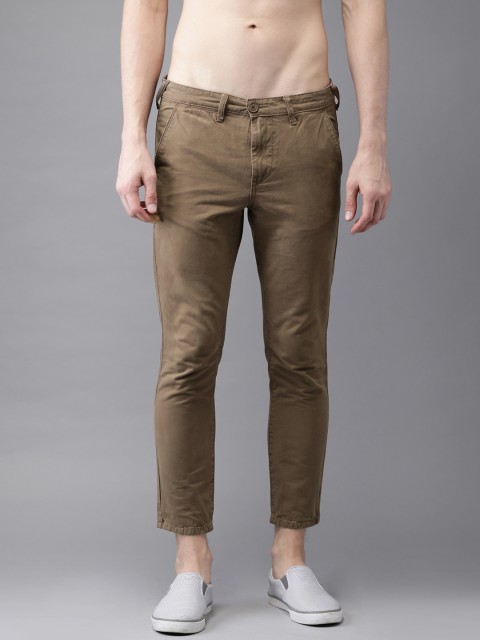 

Moda Rapido Men Brown Slim Fit Solid Cropped Regular Trousers