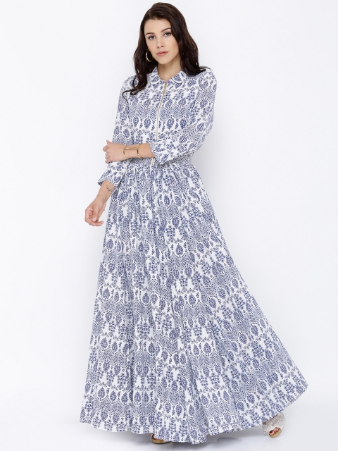 

Vishudh Women White Floral Print Maxi Dress