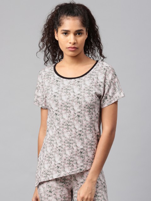 

HRX by Hrithik Roshan Women Pink & Off-White Printed Top