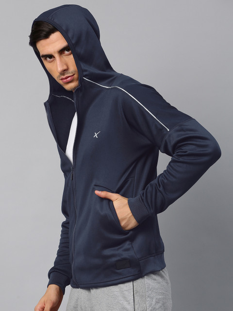 

HRX by Hrithik Roshan Men Navy Solid Hooded Sweatshirt, Navy blue