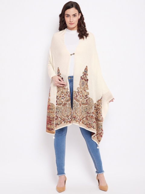 

Knitstudio Women Beige Woven Design Shawl